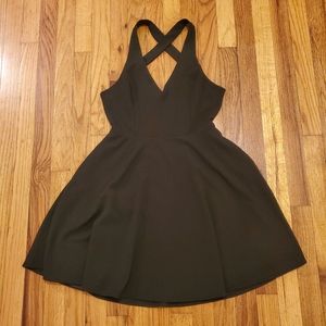 Black Open Back Lulu's Fit and Flare Dress